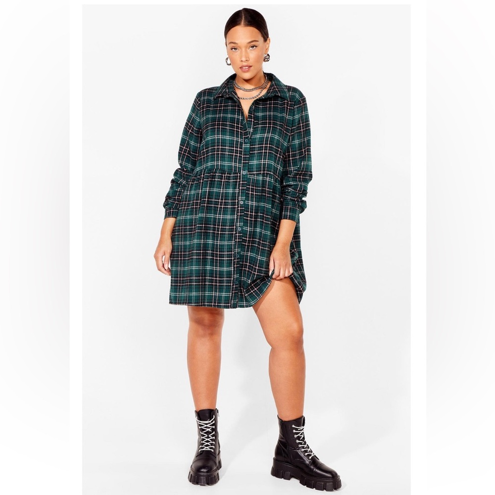 Button down Checkered Smock Dress